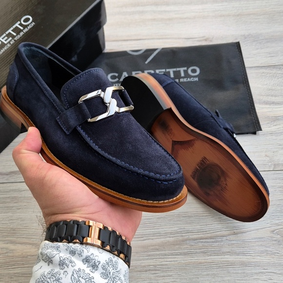 Men's Suede Leather Buckle Loafers - Picture 5 of 6